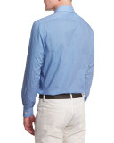 Mini Dot-Print Long-Sleeve Sport Shirt, Blue