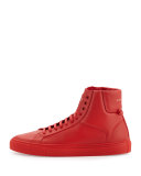Leather High-Top Sneaker, Red