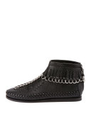 Montana Pebbled Leather Moccasin Bootie, Black