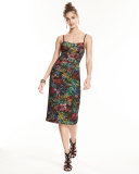 Spaghetti Strap Printed Sheath Dress