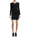 Isabeli Long-Sleeve Mini Dress, Black
