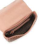 Zoe Perforated Leather Saddle Bag, Twig/Wine