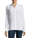 Hayden Long-Sleeve Silk Blouse, White