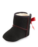 Jesse Suede Bow-Trim Bootie, Black, Infant