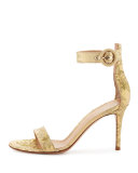 Portofino Lace Ankle-Strap 85mm Sandal, Gold