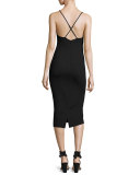 Sleeveless Bralette Body-Con Sheath Dress, Black