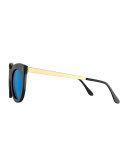 Boca II Mirrored Cat-Eye Sunglasses, Black/Blue