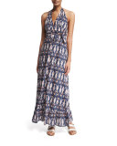 Evie Ikat-Print Halter Maxi Dress