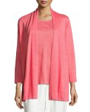 Linen Knit Midi Cardigan, Coral  