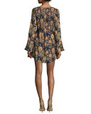 Audrey Himalayan Floral-Print Mini Dress, Multi