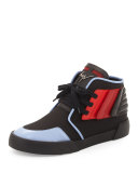 Foxy London High-Top Sneaker, Black/Red/Blue