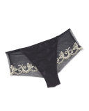 Glamour Soie Mesh-Lace Boyshorts, Dark Swan