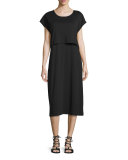 Short-Sleeve Double-Layer Cotton Dress, Plus Size