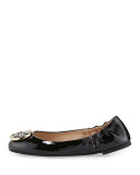 Twiggie Logo Patent Ballerina Flat, Black