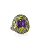 Peridot & Amethyst Silver Ring