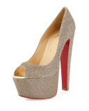 Altareva Glitter Fabric Red Sole Pump, Gold