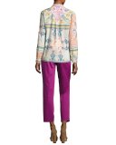 Flat-Front Capri Pants, Fuchsia