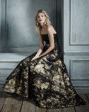 Strapless Embellished-Bodice Metallic Gown, Gold/Black