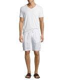Baie Solid Linen Cargo Shorts, White