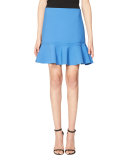 Flounce-Hem Miniskirt, Blue