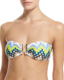 Elba Chevron-Print Bandeau Swim Top