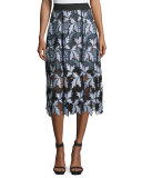 Patchwork Guipure Lace Midi Skirt