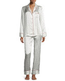 Polka Dot-Print Silk Pajama Set, Red/White