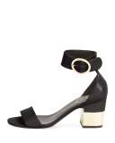Podium Leather 70mm Sandal, Black