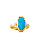 Oval Opal Cabochon Ring in 24K Gold