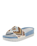 Cava Embroidered Wedge Slide Sandal