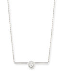 Glam'Azone 18k Bar Pendant Necklace w/ Oval Diamond