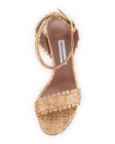 Leticia Scalloped Cork Sandal, Natural/Gold
