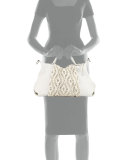 Mina Medium Rumble-Wash Satchel Bag, White