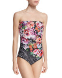 Bloomsbury Floral-Print Bandeau One-Piece Swimsuit