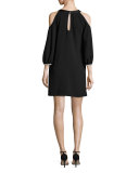 Sicily Crepe Cold-Shoulder Shift Dress, Black