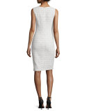 Izza Tweed Sleeveless Sheath Dress, Putty/Multi
