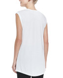 Long Muscle Tee with Pocket, White