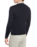 High-Performance Merino Wool V-Neck Sweater, Navy