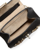 Drew Nano Floral Leather Saddle Bag, Black