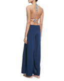 Meidy Pleated Wide-Leg Coverup Pants