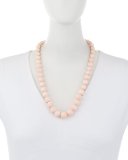 Graduated Angel Skin Coral Bead Necklace with Diamond Clasp, 0.96 tdcw