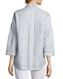 Dakota 3/4-Sleeve Seneca Plaid Linen Top, Multi