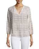 Axcel Ikat-Print Silk Top