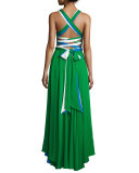 Daphne Sleeveless Stretch Silk Gown, Multicolor
