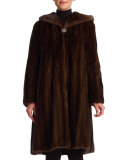 Hooded Mink-Fur Coat