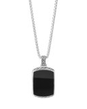 Men's Classic Chain Black Jade Tag Box-Chain Necklace