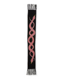 Snakes Wool-Blend Fringe Scarf, Red