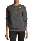 Embellished Sweatshirt, Gray