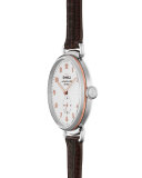 38mm Canfield Alligator Strap Watch, Oxblood/Silver 