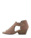 Iris Cutout Open-Toe Bootie, Dusk